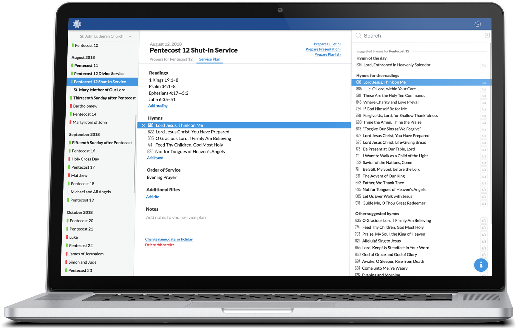 WebBased Worship Planning Software Lutheran Service Builder